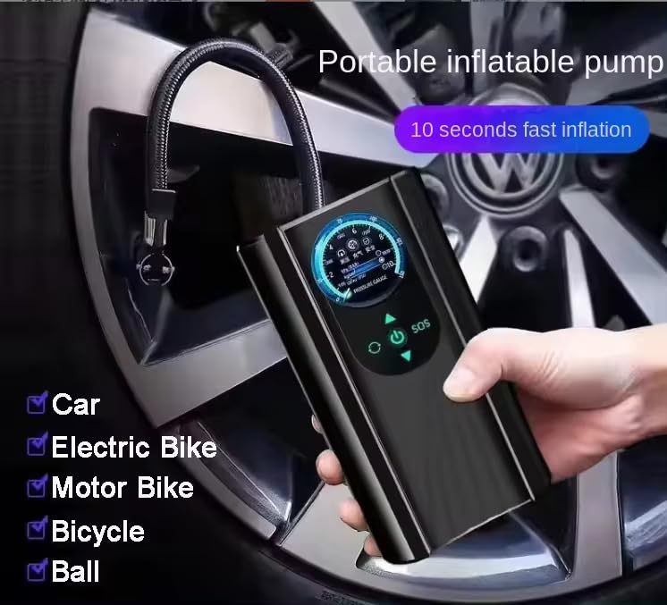 Gonfleur de pneu portatif ELECTRIQUE, compresseur d'air portable multifonctionnel | 150 psi | Électrique filaire