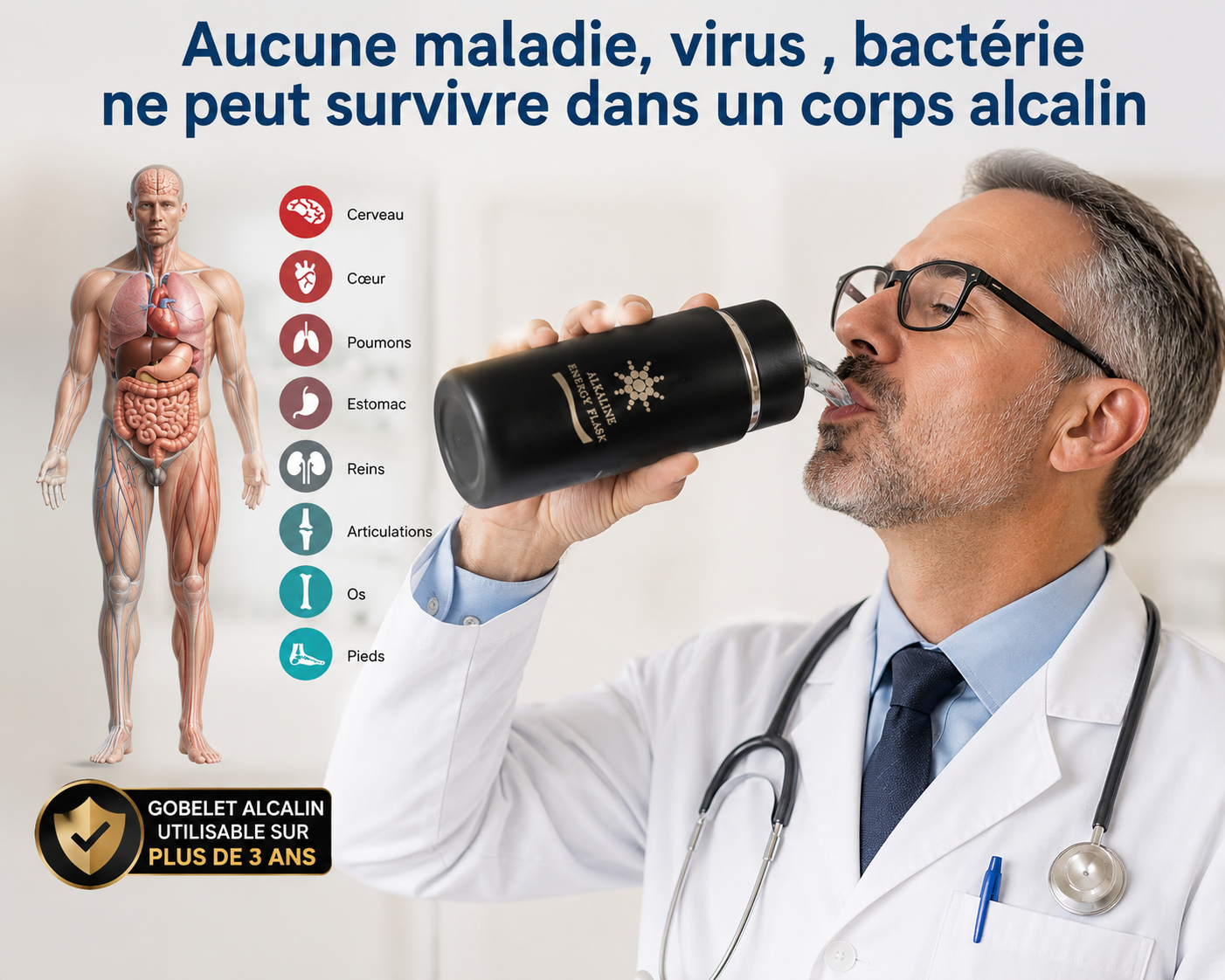 Optez pour le gobelet producteur d'eau alcaline , c'est vivre mieux au quotidien sans médicaments ni produits chimiques qui détruisent d'ailleurs