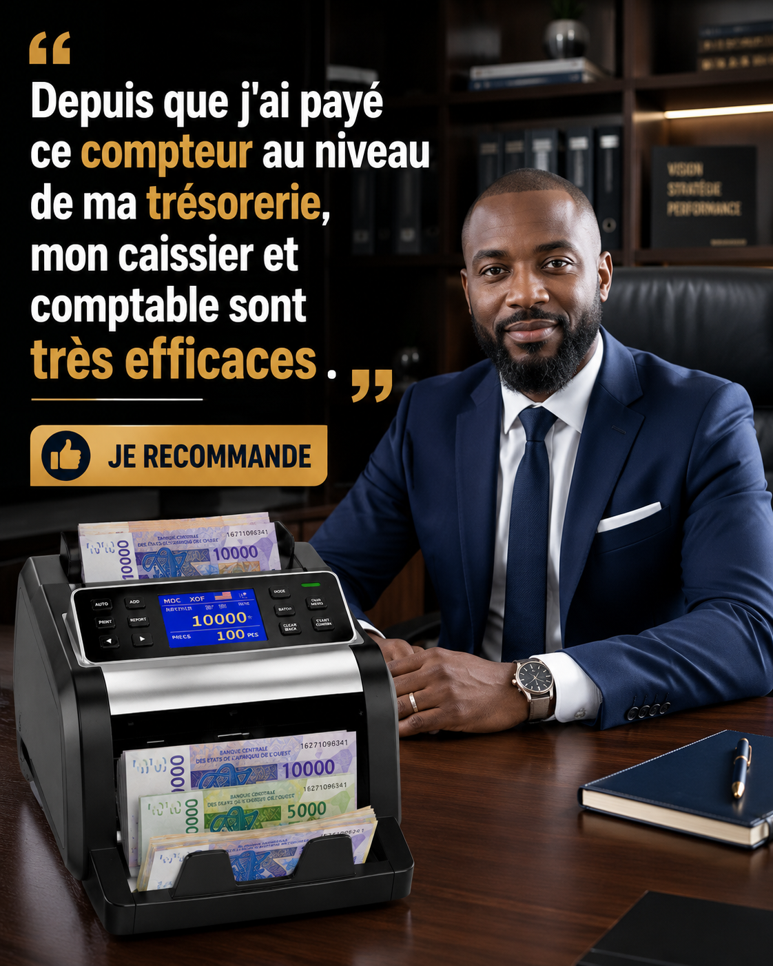 Optez pour la rapidité , la sécurité,  la traçabilité et la performance en entreprise avec notre compteuse de billets professionnelle