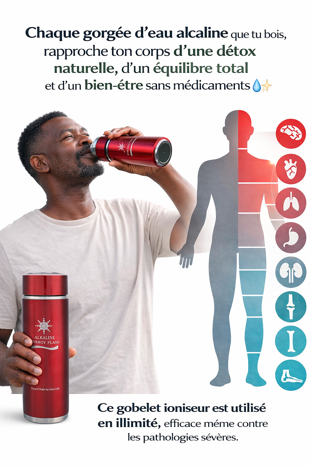 Optez pour le gobelet producteur d'eau alcaline , c'est vivre mieux au quotidien sans médicaments ni produits chimiques qui détruisent d'ailleurs